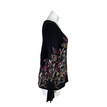 Load image into Gallery viewer, Chico&#39;s | Women&#39;s Black Knit Floral Print Long Sleeve Top | Size: M
