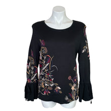 Load image into Gallery viewer, Chico&#39;s | Women&#39;s Black Knit Floral Print Long Sleeve Top | Size: M
