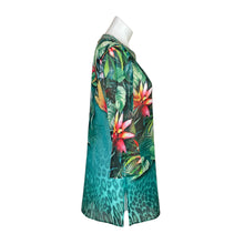 Load image into Gallery viewer, Chico&#39;s | Women&#39;s Green Tropical Print Sheer Tunic Top with Tags | Size: M
