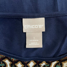 Load image into Gallery viewer, Chico&#39;s | Women&#39;s Navy Blue Graphic Short Sleeve Top | Size: M
