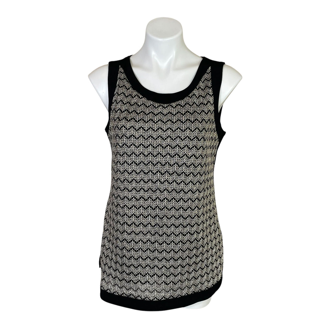 Chico's | Women's Black and Silver Knit Front Traveler's Tank Top | Size: M