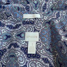 Load image into Gallery viewer, Chico&#39;s | Women&#39;s Blue and Purple Paisley Print No-Iron Button Down Top | Size: M
