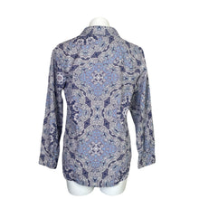 Load image into Gallery viewer, Chico&#39;s | Women&#39;s Blue and Purple Paisley Print No-Iron Button Down Top | Size: M
