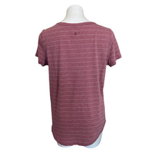 Load image into Gallery viewer, Lululemon | Women&#39;s Rose Pink and White Stripe V Neck Short Sleeve Tee | Size: M
