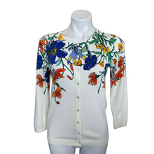 Load image into Gallery viewer, Talbot&#39;s | Women&#39;s White with Floral Print Button Down Cardigan Sweater | Size: S
