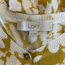 Load image into Gallery viewer, Loft | Women&#39;s White and Yellow Gold Floral Print Cardigan Sweater | Size: S
