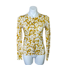 Load image into Gallery viewer, Loft | Women&#39;s White and Yellow Gold Floral Print Cardigan Sweater | Size: S
