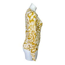 Load image into Gallery viewer, Loft | Women&#39;s White and Yellow Gold Floral Print Cardigan Sweater | Size: S
