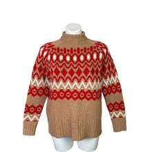 Load image into Gallery viewer, Vineyard Vines | Women&#39;s Tan/Red/White Merino Wool Blend Turtleneck Sweater | Size: XS
