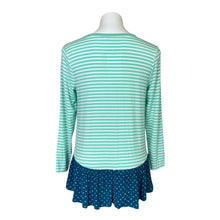 Load image into Gallery viewer, Matilda Jane | Women&#39;s Light Sage Green Stripe &amp; Teal Blue Dot Long Sleeved Top | Size: S
