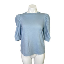 Load image into Gallery viewer, Good Hart | Women&#39;s Blue Gray Short Puff Sleeved 100% Cotton Top | Size: S
