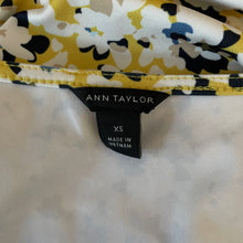 Load image into Gallery viewer, Ann Taylor | Women&#39;s Yellow/White/Black/Blue Floral Print Faux Wrap Long Sleeved Top | Size: XS
