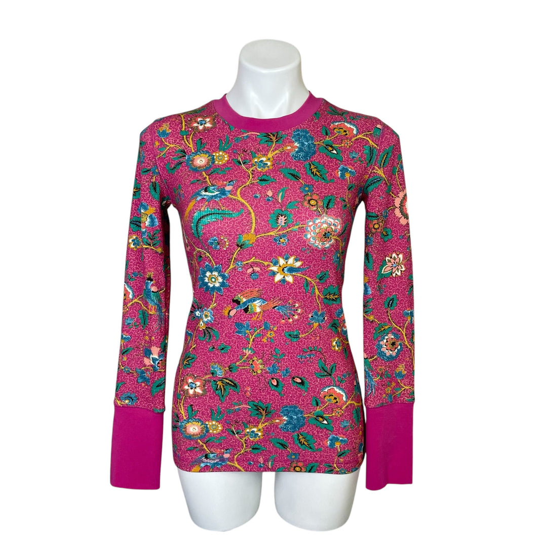 Sundance | Women's Magenta Pink Floral Print Thermal Long Sleeved Top | Size: XS