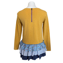 Load image into Gallery viewer, Matilda Jane | Women&#39;s Mustard Yellow with Blue Ruffle Bottom Tunic Style Top | Size: S
