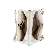 Load image into Gallery viewer, The Sak | Women&#39;s Cream/Blue Metallic &amp; Braided Twine Bottom Two Handle Leather Bag
