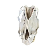 Load image into Gallery viewer, The Sak | Women&#39;s Cream/Blue Metallic &amp; Braided Twine Bottom Two Handle Leather Bag
