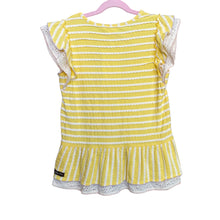 Load image into Gallery viewer, Matilda Jane | Girls Light Yellow and White Lace Striped Ruffle Tunic Top | Size: 12Y
