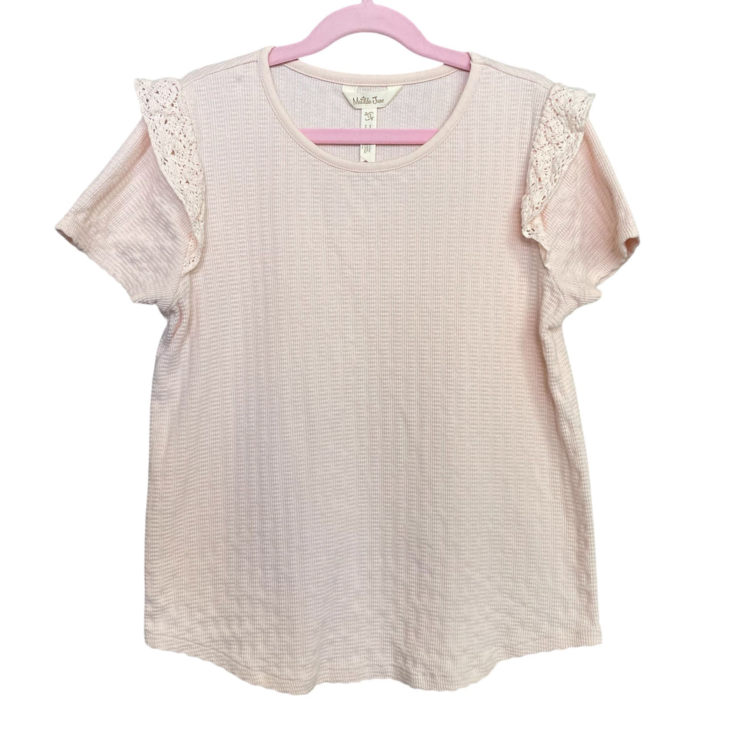 Matilda Jane | Girls Light Pink Short Sleeve Ruffle Sleeve Thermal Top | Size: 12Y