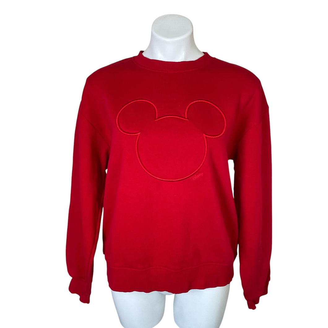 H&M | Women's Red Mickey Logo Crewneck Pullover Top | Size: M