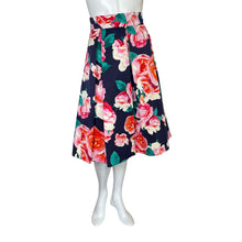 Load image into Gallery viewer, Eliza J | Women&#39;s Navy Blue/Pink/Cream Floral Patterned Midi Skirt | Size: 8
