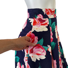 Load image into Gallery viewer, Eliza J | Women&#39;s Navy Blue/Pink/Cream Floral Patterned Midi Skirt | Size: 8
