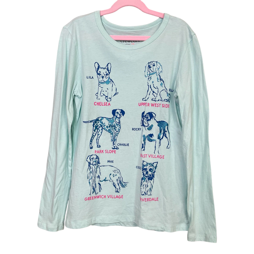 Crewcuts | Girl's Green/Blue Dog Long Sleeve T Shirt | Size: 14Y