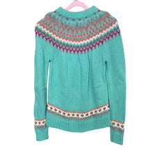 Load image into Gallery viewer, Crewcuts | Kid&#39;s Knitted Turquoise Sweater w/ Orange/Grey/Pink Design | Size: 14
