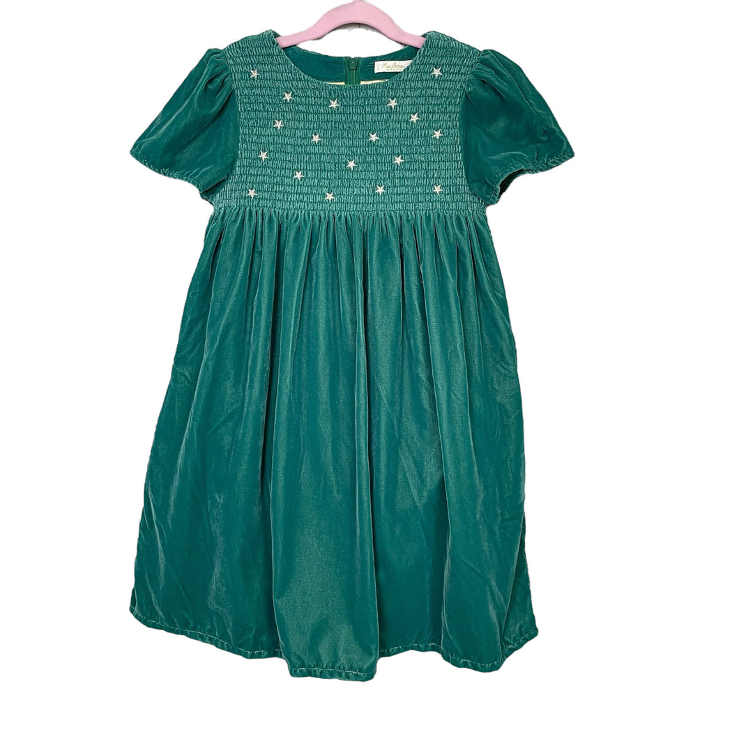 Mini Boden | Kid's Velvet Green Dress w/ Stars | Size: 9-10Y