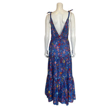 Load image into Gallery viewer, J. Crew | Women&#39;s Cobalt Blue Bright Floral Print Tiered Tie Strap Maxi Dress | Size: XS
