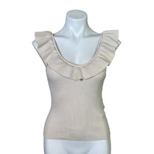 Load image into Gallery viewer, Vero Moda | Women&#39;s Cream Ribbed Cropped Ruffle Sleeveless Sweater Top | Size: S
