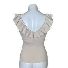 Load image into Gallery viewer, Vero Moda | Women&#39;s Cream Ribbed Cropped Ruffle Sleeveless Sweater Top | Size: S
