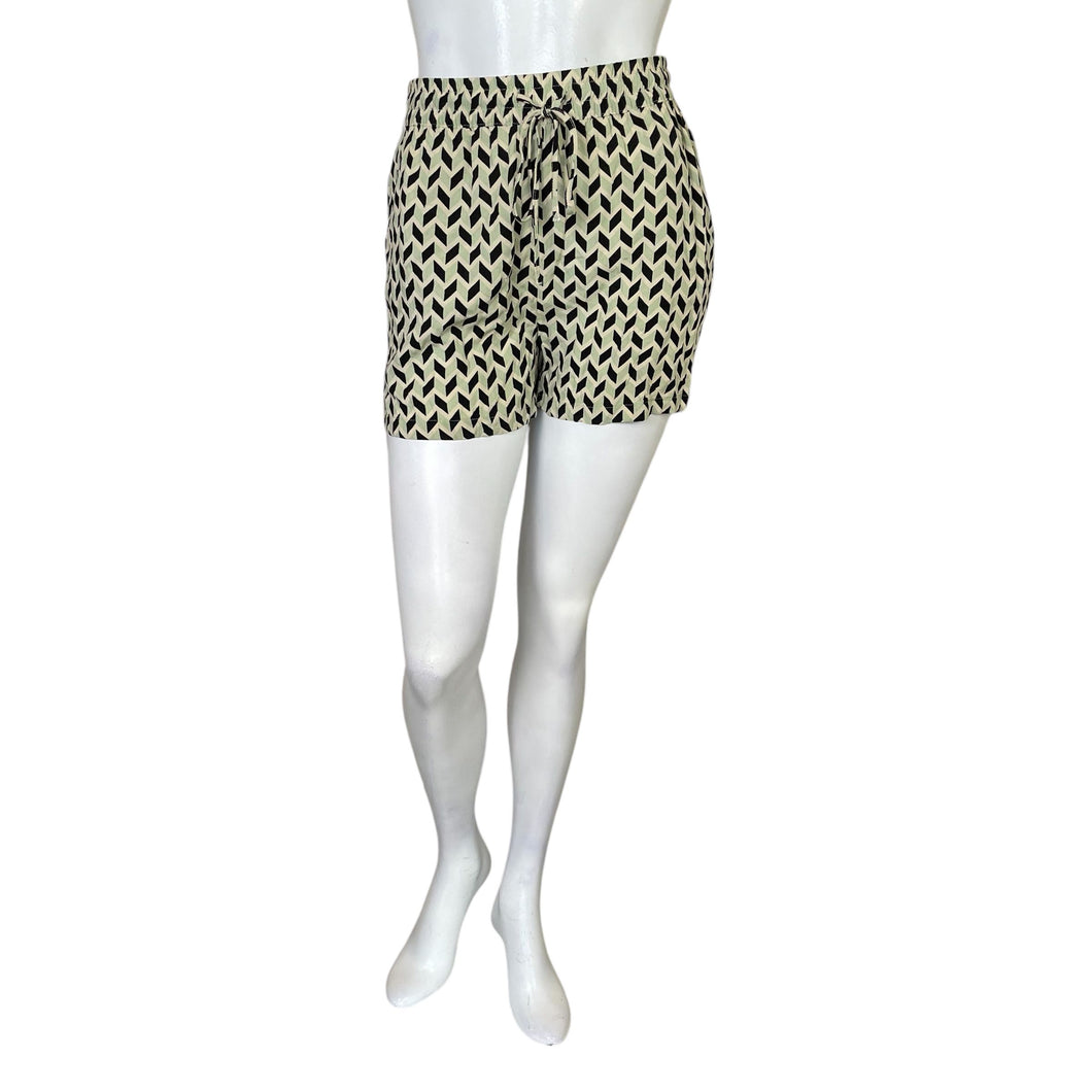 b. young | Women's Black Geometric Pattern Drawstring Shorts | Size: 8