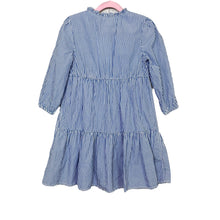 Load image into Gallery viewer, Crewcuts | Girls White and Blue Striped Button Top Tier Dress | Size: 8Y
