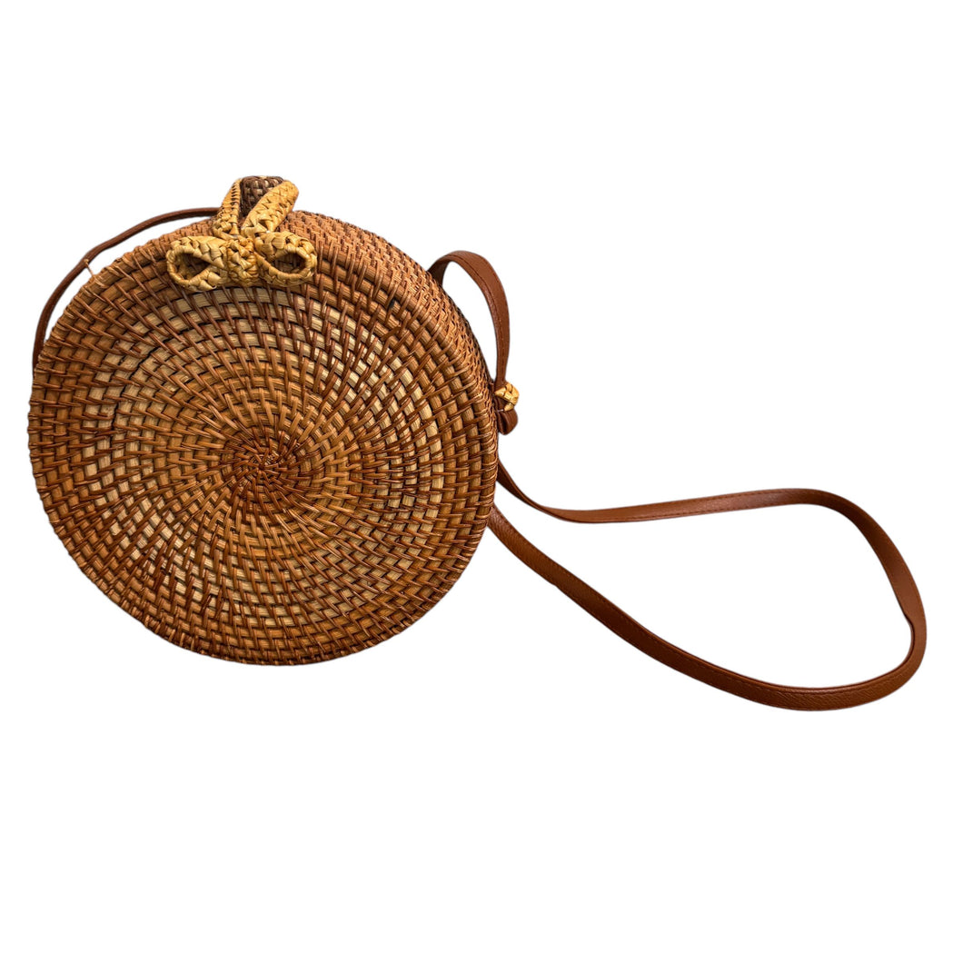 Round Wicker Crossbody Bag