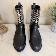 Load image into Gallery viewer, Rebecca Minkoff | Women&#39;s Black Leather Studded Moto Boots | Size: 7.5
