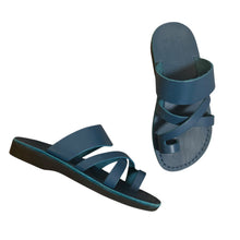 Load image into Gallery viewer, Camel | Women&#39;s Blue Leather Slip On Sandals | Size: 36
