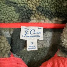 Load image into Gallery viewer, J. Crew | Women&#39;s Snap-Collar Sherpa Fleece Sweatshirt In Camo | Size: S
