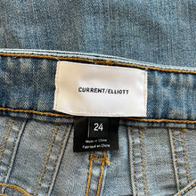 Load image into Gallery viewer, Current Elliot | Women&#39;s Light Wash High Rise Wide Cuff Bottom Flare Jeans | Size: 24
