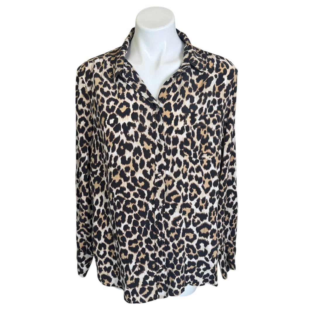 J. Crew | Women's 100% Silk Leopard Print Button Down Blouse | Size: 16