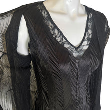 Load image into Gallery viewer, Komarov | Women&#39;s Black Crinkle and Lace Sleeveless Fit and Flare Dress with Cover Up with Tags | Size: M
