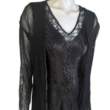Load image into Gallery viewer, Komarov | Women&#39;s Black Crinkle and Lace Sleeveless Fit and Flare Dress with Cover Up with Tags | Size: M
