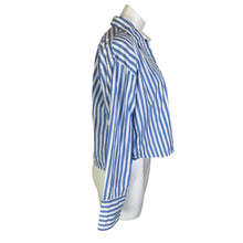 Load image into Gallery viewer, La Ligne | Women&#39;s Blue and White Vertical Stripe Long Sleeve Button Down | Size: S
