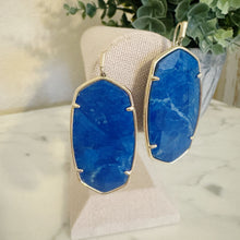 Load image into Gallery viewer, Kendra Scott | Women&#39;s Blue Marbled and Gold Drop Earrings
