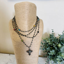 Load image into Gallery viewer, Virgins Saints &amp; Angels | Women&#39;s 4 Strand Rosary Bead and Cross Necklace
