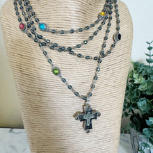 Load image into Gallery viewer, Virgins Saints &amp; Angels | Women&#39;s 4 Strand Rosary Bead and Cross Necklace
