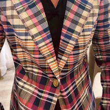 Load image into Gallery viewer, Smythe | Women's Pink and Blue Plaid One Button Blazer Jacket | Size: 14
