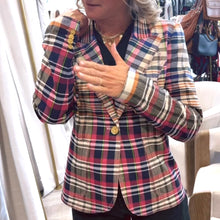Load image into Gallery viewer, Smythe | Women's Pink and Blue Plaid One Button Blazer Jacket | Size: 14
