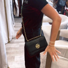 Load image into Gallery viewer, Tory Burch | Women's Black Leather Chain Handle Handbag with Wallet
