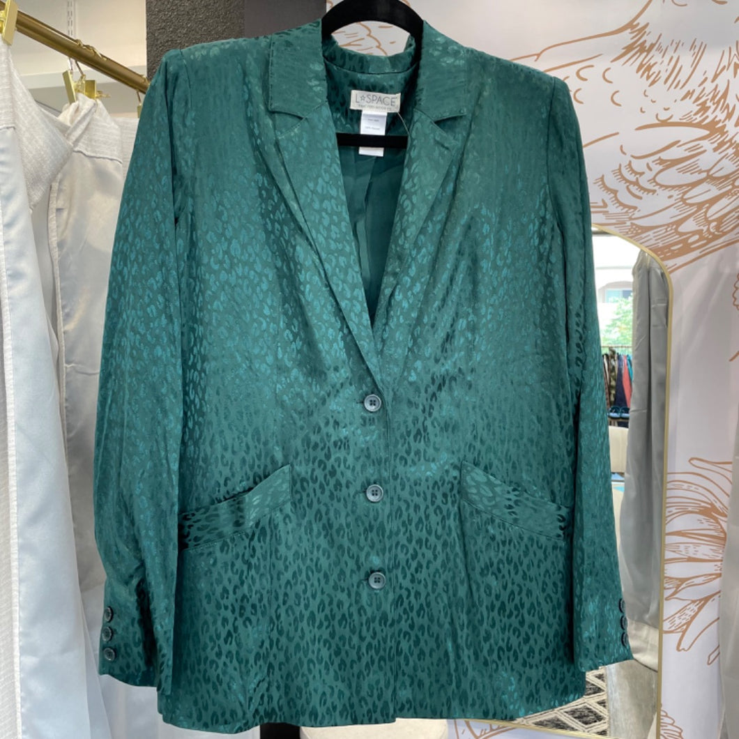 L Space | Women's Green Animal Print Bennytt Blazer with Tags | Size: 4