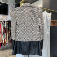 Load image into Gallery viewer, St. John | Women&#39;s Black and Tan Tweed and Leather Jacket | Size: 4
